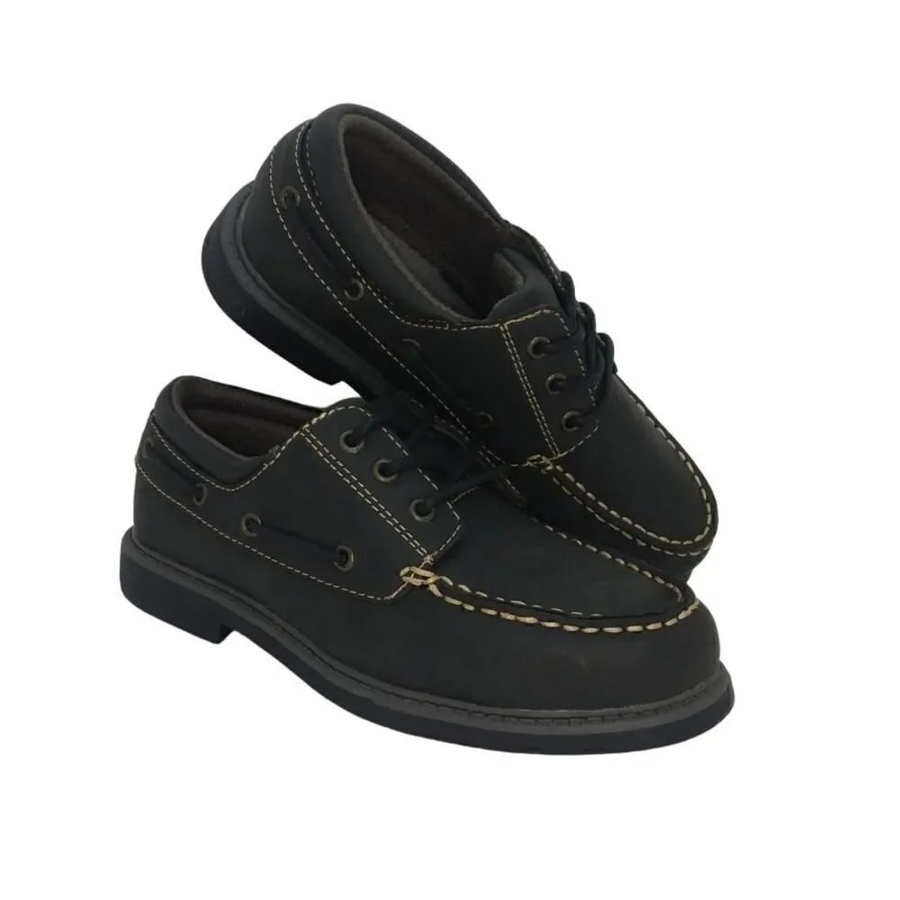 G.H. Bass Boys NEW w/Tags & Box Black Leather Casual Sneakers - sz. 3M